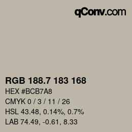 カラーコード: RGB 188.7 183 168 | qconv.com
