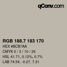 カラーコード: RGB 188.7 183 170 | qconv.com