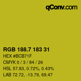 カラーコード: RGB 188.7 183 31 | qconv.com