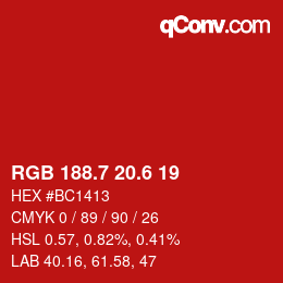 カラーコード: RGB 188.7 20.6 19 | qconv.com