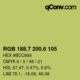 カラーコード: RGB 188.7 200.6 105 | qconv.com