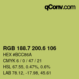 カラーコード: RGB 188.7 200.6 106 | qconv.com