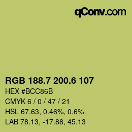カラーコード: RGB 188.7 200.6 107 | qconv.com