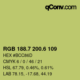 カラーコード: RGB 188.7 200.6 109 | qconv.com