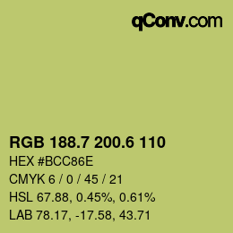カラーコード: RGB 188.7 200.6 110 | qconv.com