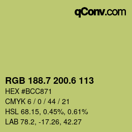 カラーコード: RGB 188.7 200.6 113 | qconv.com