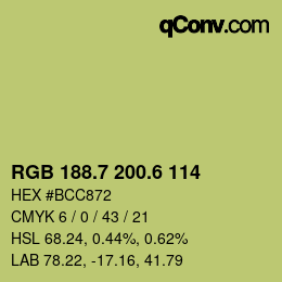 カラーコード: RGB 188.7 200.6 114 | qconv.com