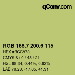 カラーコード: RGB 188.7 200.6 115 | qconv.com