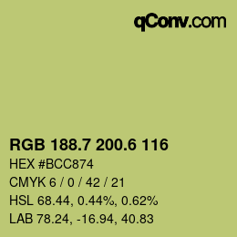 カラーコード: RGB 188.7 200.6 116 | qconv.com