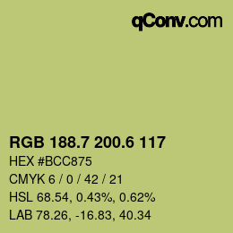カラーコード: RGB 188.7 200.6 117 | qconv.com