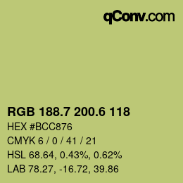 カラーコード: RGB 188.7 200.6 118 | qconv.com