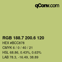 カラーコード: RGB 188.7 200.6 120 | qconv.com