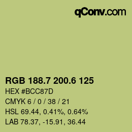 カラーコード: RGB 188.7 200.6 125 | qconv.com