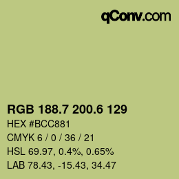 カラーコード: RGB 188.7 200.6 129 | qconv.com