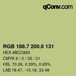 カラーコード: RGB 188.7 200.6 131 | qconv.com