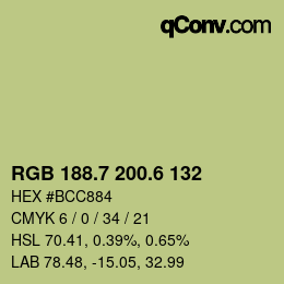 カラーコード: RGB 188.7 200.6 132 | qconv.com