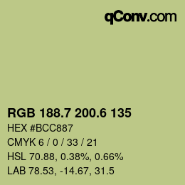 カラーコード: RGB 188.7 200.6 135 | qconv.com