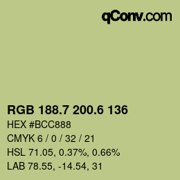 カラーコード: RGB 188.7 200.6 136 | qconv.com