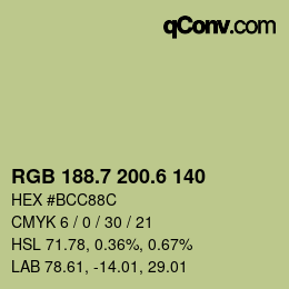 カラーコード: RGB 188.7 200.6 140 | qconv.com
