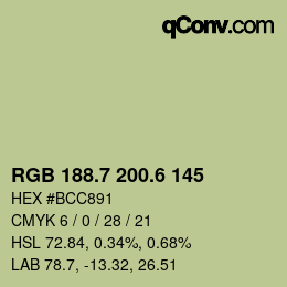 カラーコード: RGB 188.7 200.6 145 | qconv.com