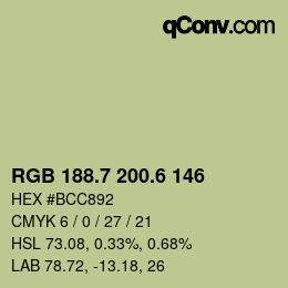カラーコード: RGB 188.7 200.6 146 | qconv.com