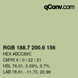 カラーコード: RGB 188.7 200.6 156 | qconv.com