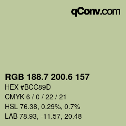 カラーコード: RGB 188.7 200.6 157 | qconv.com