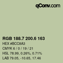 カラーコード: RGB 188.7 200.6 163 | qconv.com
