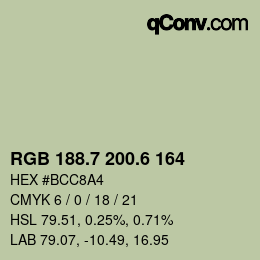 カラーコード: RGB 188.7 200.6 164 | qconv.com