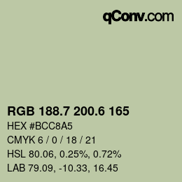 カラーコード: RGB 188.7 200.6 165 | qconv.com