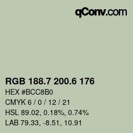 カラーコード: RGB 188.7 200.6 176 | qconv.com