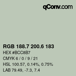 カラーコード: RGB 188.7 200.6 183 | qconv.com