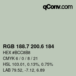 カラーコード: RGB 188.7 200.6 184 | qconv.com