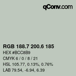 カラーコード: RGB 188.7 200.6 185 | qconv.com
