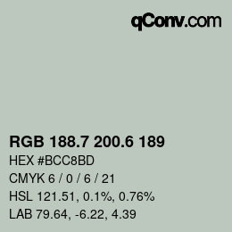 カラーコード: RGB 188.7 200.6 189 | qconv.com