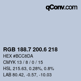 カラーコード: RGB 188.7 200.6 218 | qconv.com