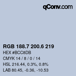 カラーコード: RGB 188.7 200.6 219 | qconv.com