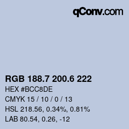 カラーコード: RGB 188.7 200.6 222 | qconv.com