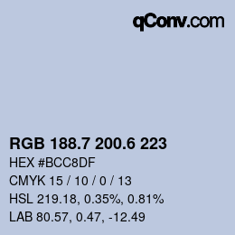 カラーコード: RGB 188.7 200.6 223 | qconv.com