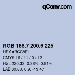カラーコード: RGB 188.7 200.6 225 | qconv.com