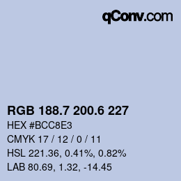 カラーコード: RGB 188.7 200.6 227 | qconv.com
