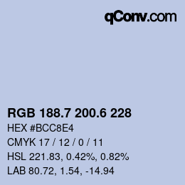 カラーコード: RGB 188.7 200.6 228 | qconv.com
