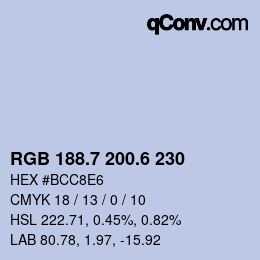 カラーコード: RGB 188.7 200.6 230 | qconv.com
