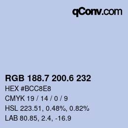 カラーコード: RGB 188.7 200.6 232 | qconv.com