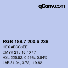 カラーコード: RGB 188.7 200.6 238 | qconv.com