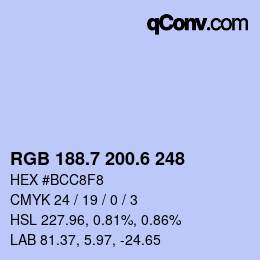 カラーコード: RGB 188.7 200.6 248 | qconv.com