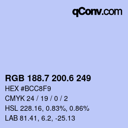 カラーコード: RGB 188.7 200.6 249 | qconv.com