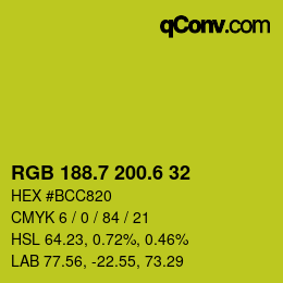 カラーコード: RGB 188.7 200.6 32 | qconv.com