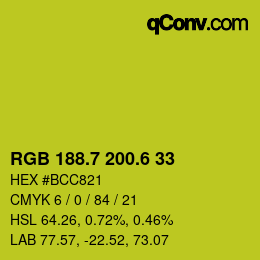 カラーコード: RGB 188.7 200.6 33 | qconv.com