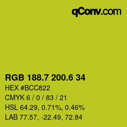 カラーコード: RGB 188.7 200.6 34 | qconv.com